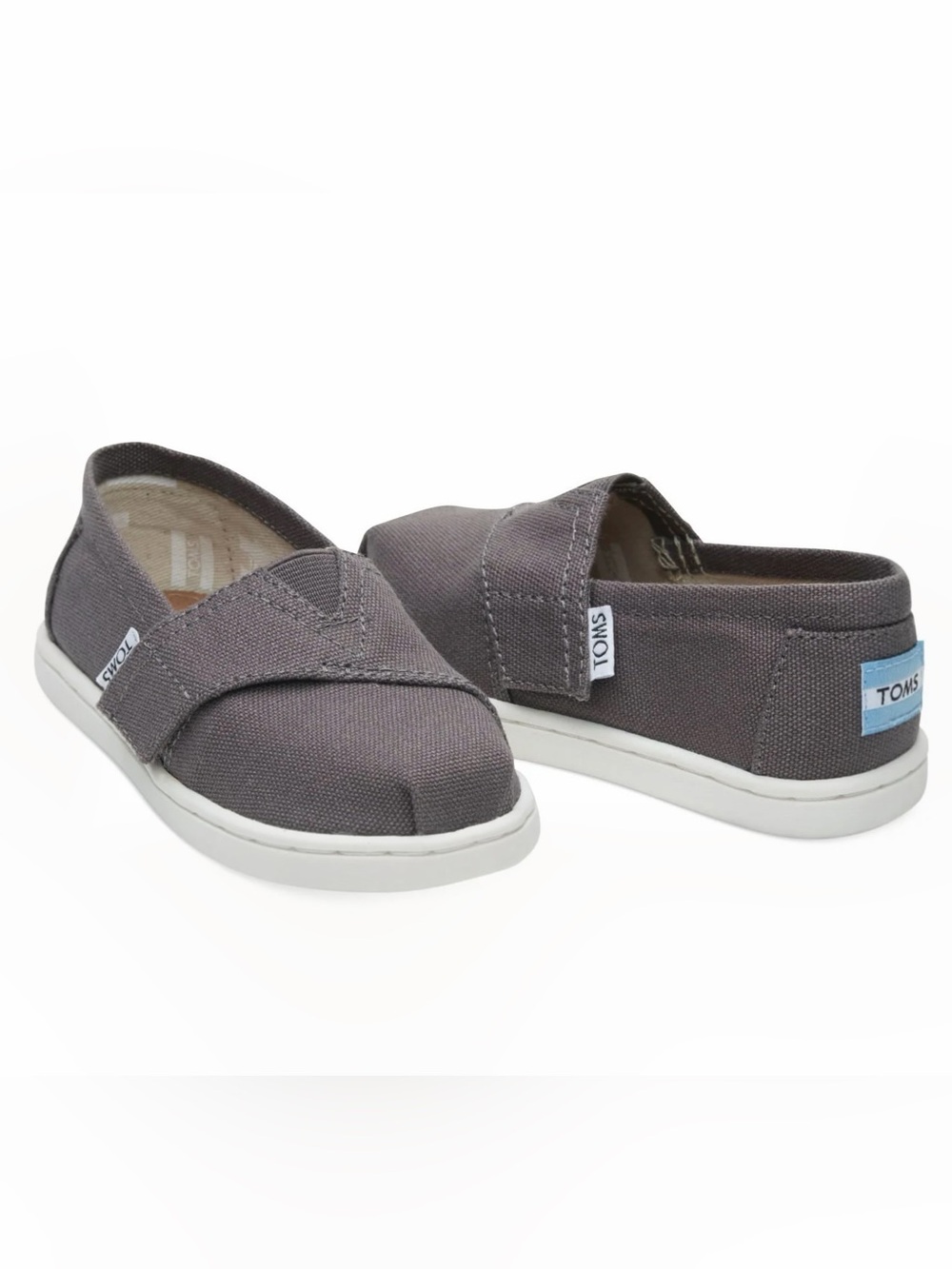TOMS Tiny Classic Canvas Toddler Shoes Size T8 Brown Velcro